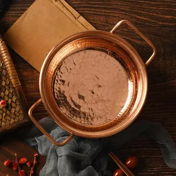 Медная кастрюля с крышкой для тушения и подачи 16cm