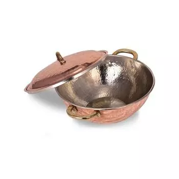 Медная кастрюля с крышкой для вок ручной работы, 25 см, Посуда, Медная кастрюля, Медная посуда, Винтажная медь, Сковорода Вок с ручкой, Медная сковорода, Медная посуда, Сковорода