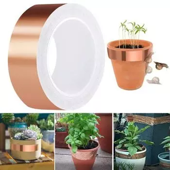 Медная лента для защиты улиток. Самоклеящаяся, сильная липкость, водонепроницаемая. Легко наносится. Лента из медной фольги. Медная лента, отталкивающая улиток. 5cm