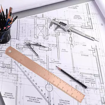 Медная линейка, прямая, с двумя шкалами, толщиной 1,5 мм, металлическая закладка для дневника