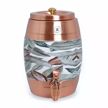 Медная матка для воды - 5 л | с красивым принтом мина | Медное хранилище для воды с аюрведическими преимуществами для здоровья | для дома и офисов