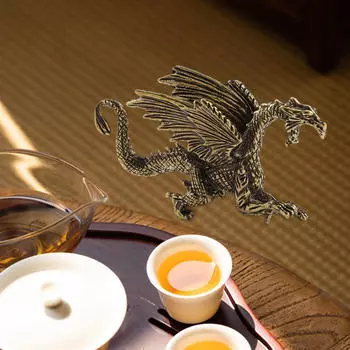 Медная мини-скульптура дракона с украшением стола, сувенир, кунг-фу, чай, миниатюрное домашнее животное для дома