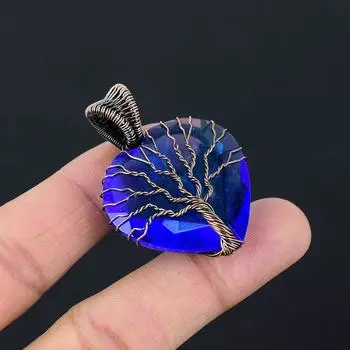 Медная проволока драгоценной камня танзанита чистая обернутая шкентелем ювелирных изделий ручной работы для подарка 1.77 Inches синий