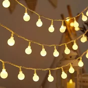 Медная проволока Лампа Подарочная коробка Наполнитель Солнечная гирлянда Светодиодная маленькая кнопка Батарея Медная проволока гирлянда Украшение One Size белый