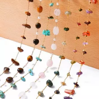 Медная проволока, обернутая цепочкой-четками, каменные бусины, цепочки для изготовления ювелирных изделий, ожерелье, браслет, аксессуары для ножного браслета 02 8mm 0.5meter