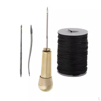 Медная ручка, швейное шило, ручная прошивка с вощеной нитью для кожевенного дела