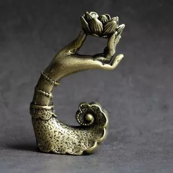 Медная рука Будды, лотос, курильница с обратным потоком, держатель для ароматерапии для дома, спальни, комнаты для йоги, медитации, дзен-чая