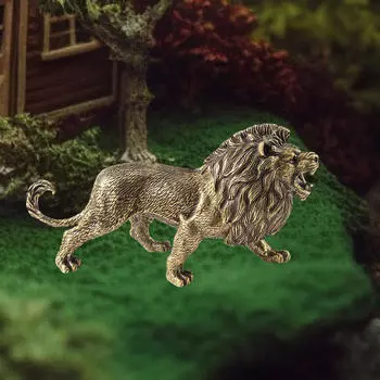 Медная скульптура льва, антикварный дизайн, коллекционное украшение, декор стола, мини-животное для