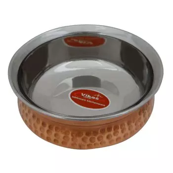 Медная стальная сервировочная миска Посуда Столовая посуда Индийская кухонная утварь коричневый