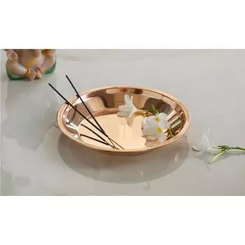 Медная тарелка Пуджа Тали, 5 дюймов каждая (Набор из 2)