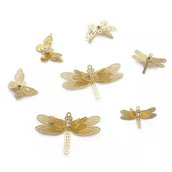 Медная трехмерная подвеска из циркона с инкрустацией стрекозой и бабочкой для самостоятельного изготовления ювелирных изделий, аксессуары для рукоделия 20x13mm