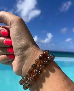 Медно-черный рутиловый браслет Super Seven 8 мм с кристаллами | Манифестация, защита, мир и благодарность | Ювелирные изделия для исцеления энергией 8mm