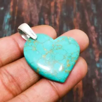 Медно-зеленая бирюза, ювелирные изделия ручной работы из стерлингового серебра 925 пробы с драгоценными камнями 1.89 Inches зелёный