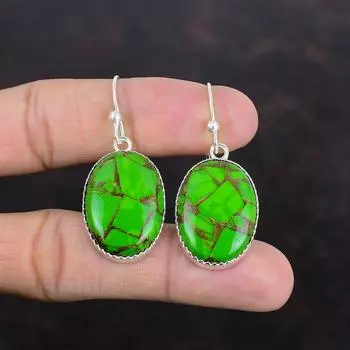 Медно-зеленые бирюзовые серьги из стерлингового серебра 925 пробы серьги с драгоценными камнями изящные ювелирные изделия серьги ручной работы серебряные ювелирные изделия подарки на помолвку