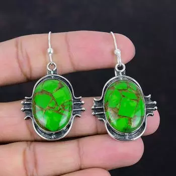 Медно-зеленые бирюзовые серьги из стерлингового серебра 925 пробы серьги с драгоценными камнями старинные ювелирные изделия подарок на помолвку серьги ручной работы серебряные ювелирные изделия