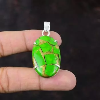 Медно-зеленый бирюзовый кулон из стерлингового серебра 925 пробы, ювелирные изделия из натурального драгоценного камня, кулон ручной работы в стиле бохо, подарок для девушки, изысканный кулон