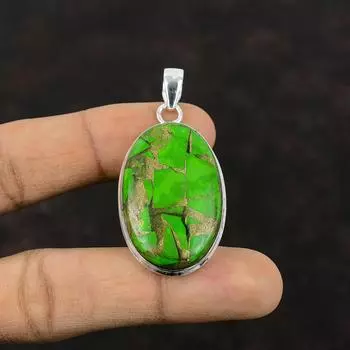 Медно-зеленый бирюзовый кулон, ювелирные изделия из настоящего драгоценного камня, стерлингового серебра 925 пробы, кулон ручной работы, новый кулон, подарок для женщин, бирюзовые украшения