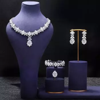 Медное циркониевое ожерелье, серьги, роскошные блестящие цветные драгоценные камни, свадебные аксессуары для свадебной вечеринки красный