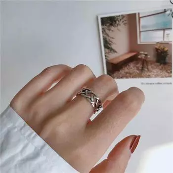 Медное хип-хоп-кольцо с переплетением: Модный аксессуар для женщин в стиле Южной Кореи Cross braided ring