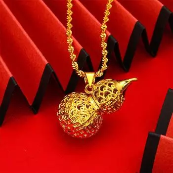 Медное наследие Мастерство: Ожерелье из тыквы с изображением Шелкового неба и удачи для женщин 40CM