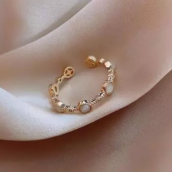 Медное открытое кольцо, изысканное женское ювелирное изделие, регулируемое кольцо на палец с опалом, женское