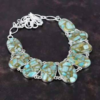 Медное ожерелье из амазонита, ожерелье из стерлингового серебра 925 пробы, ювелирные изделия ручной работы, регулируемая цепочка, ожерелье, подарок для матери, дизайнерское ожерелье из драгоценных камней