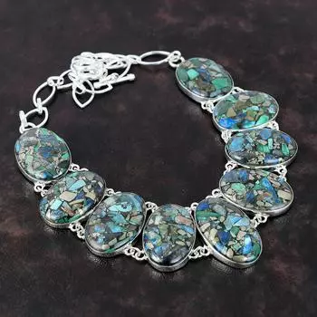 Медное ожерелье с азуритом и малахитом, ожерелье из стерлингового серебра 925 пробы, очень красивые ювелирные изделия из драгоценных камней, регулируемая цепочка ручной работы, ожерелье, подарок для девочки