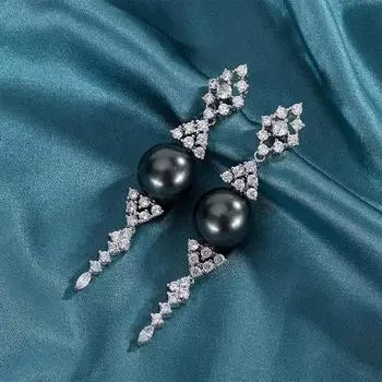 Медное покрытие из настоящего золота в прямом эфире, новые австралийские жемчужные серьги, серьги-гвоздики с бахромой из жемчуга рябчика, мода