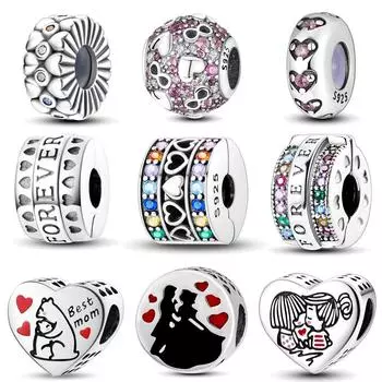 Медное покрытие S925 серебро навсегда красочная любовь фиксированный зажим бисер строка украшения Diy браслет ожерелье может быть