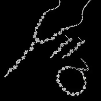 Медное полное бриллиантовое ожерелье серьги браслет флэш-бриллиант свадебное платье аксессуары свадебные аксессуары комплект для женщин белый