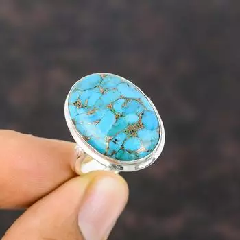 Медное Синее Бирюзовое Кольцо Кольцо С Драгоценным Камнем Стерлингового Серебра 925 Кольцо Ювелирные Изделия Ручной Работы Регулируемые Кольца Бирюзовые Ювелирные Изделия Дизайнерское Кольцо Для Подарка Adjustable