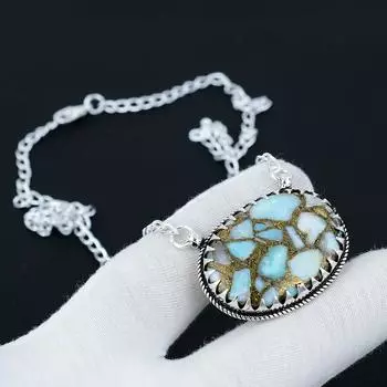 Медное ювелирное ожерелье из драгоценных камней Ларимар, Ожерелье-подвеска из медного ларимара из стерлингового серебра 925 пробы для свадебного подарка, Ожерелье для женщин для подарков 20 синий