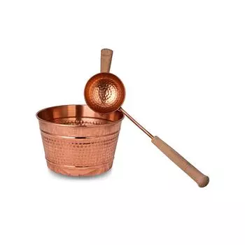 Медное ведро для сауны, Ведро для сауны с ковшом, Аксессуары для сауны, Банные принадлежности, Свадебный подарок, Декор для ванной, Подарок на новоселье