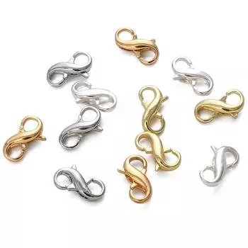 Медные 8-образные пряжки-застежки для самостоятельного изготовления ювелирных изделий, браслетов, ожерелий, аксессуаров для рукоделия 8x13mm серебряный