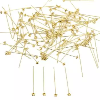 Медные цветочные бусины, игла для изготовления ювелирных изделий своими руками, аксессуары 0.6x30mm 2pcs золотой