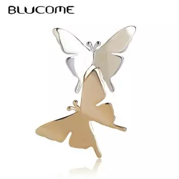 Двойная брошь в форме бабочек золотой