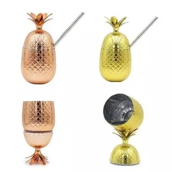 Медные кружки Фруктовые чашки Ананасовые поильники Коктейльные стаканы Чашки Модные соломенные чашки медный