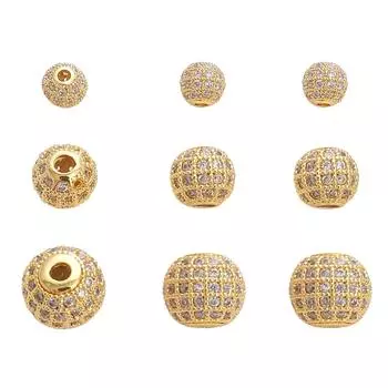 Медные микроинкрустированные цирконовые бусины для изготовления ювелирных изделий своими руками, аксессуары для рукоделия 6mm