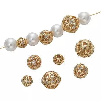 Медные микроинкрустированные цирконовые шариковые бусины для DIY серьги, браслет, ожерелье, изготовление ювелирных изделий, аксессуары для рукоделия 10mm