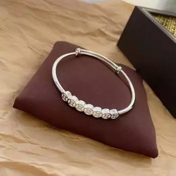 Медные монеты из стерлингового серебра 999,9 миллиона пробы, браслеты из чистого серебра, женские цельные монеты, серебряные браслеты, молодежный и минималистичный дизайн Adjustable size