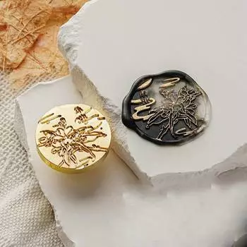 Медные открытки Конверты Восковая краска Подарочная упаковка Цветы Растения Свадебные приглашения Печать-штамп Солнечные термины Печать-штамп 3cm