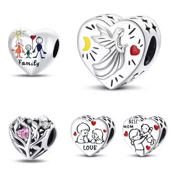 Медные посеребренные ювелирные аксессуары, благодарность, любовь, благословения, любовь семейные бусины для ювелирных изделий