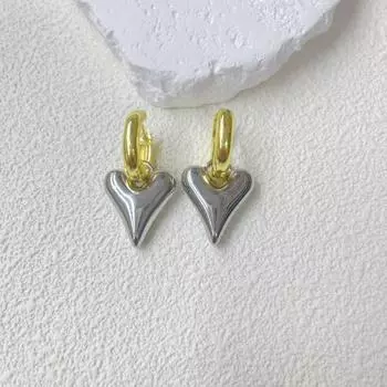 Медные преувеличенные трехмерные полые двухцветные серьги-пусеты в виде цветка любви, ювелирные изделия, модные, темпераментные, женский подарок