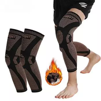 Медные рукава до колена, длинные компрессионные рукава до колена, защищают ноги для женщин, баскетбола, спорта при артрите S
