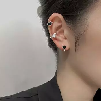Медные серьги-гвоздики Love Heart Star Clip On Ear Cuff Women Ear Clips Korean Hoop Ears 1