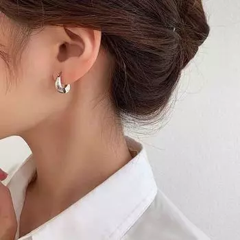 Медные серьги-гвоздики с пряжкой в корейском стиле для девочек, женские серьги-гвоздики, серьги-кольца серебряный