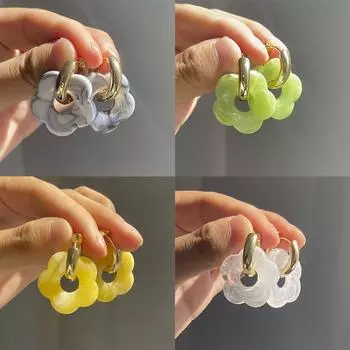 Медные серьги с цветком из смолы, персонализированные модные мультяшные серьги с милыми цветами, ювелирные изделия