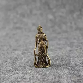 Медные статуэтки Будды, украшения для стола, латунь ручной работы, брелок для ключей «Богиня милосердия», кулон, домашний декор, ремесло, чай, домашнее животное дубильная кора