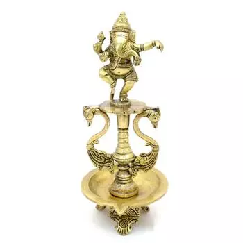 Медные танцы Ганеша Масло Дия с основой, Дияс для Пуджи Новинка