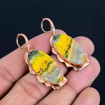 Медные украшения ручной работы с драгоценными камнями шмеля и яшмы, милые серьги для любви